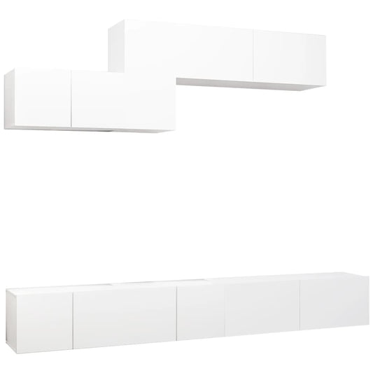 6 Piece TV Cabinet Set White Engineered Wood 6 Piece TV Cabinet Set White Engineered Wood