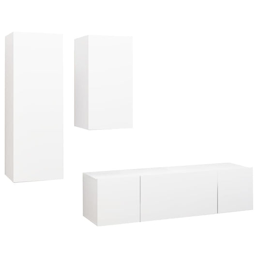 3078731 vidaXL 4 Piece TV Cabinet Set White Engineered Wood (803344+803326+804509) 3078731 vidaXL 4 Piece TV Cabinet Set White Engineered Wood (803344+803326+804509)