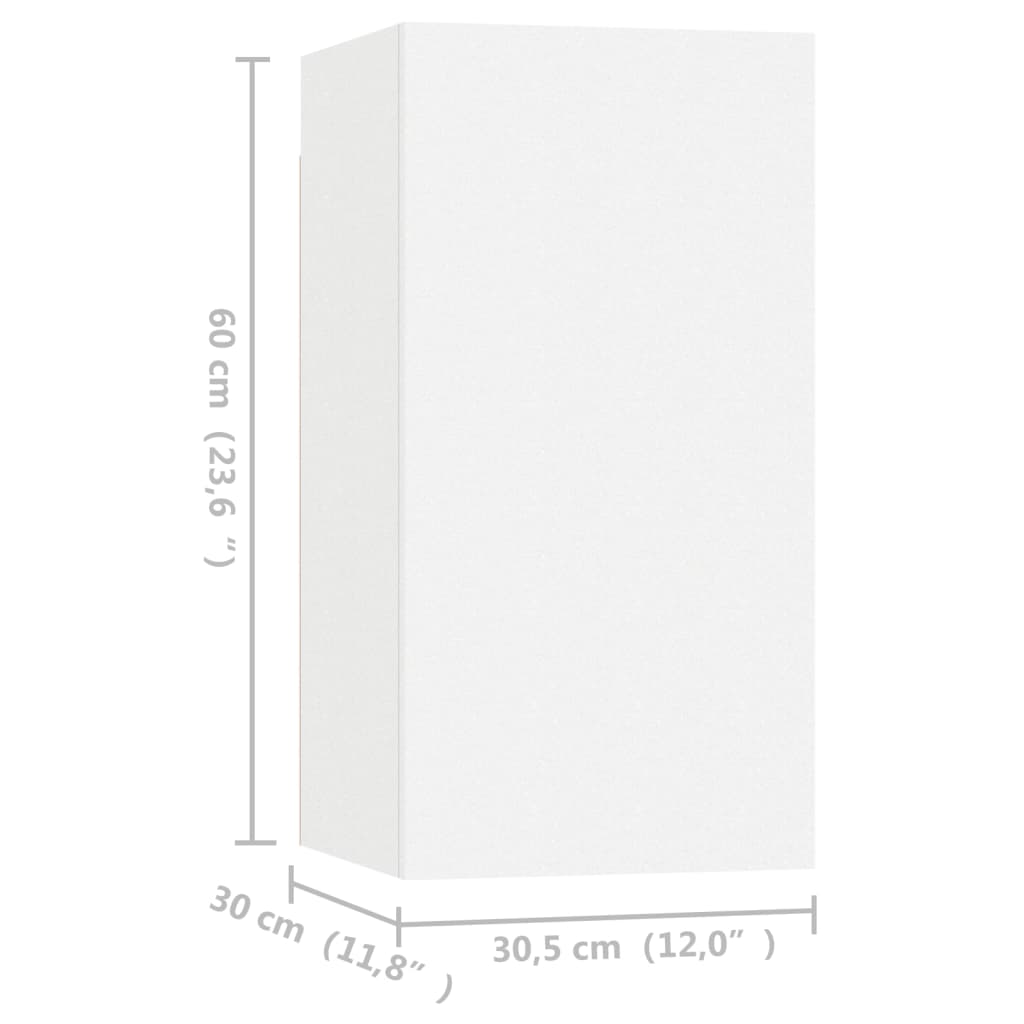 3078740 vidaXL 4 Piece TV Cabinet Set White 30,5x30x60 cm Engineered Wood (2x803327)