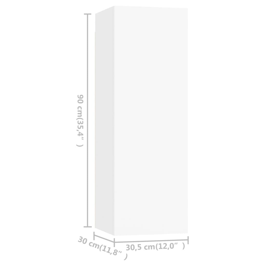 3078741 vidaXL 4 Piece TV Cabinet Set White 30,5x30x90 cm Engineered Wood (2x803345)