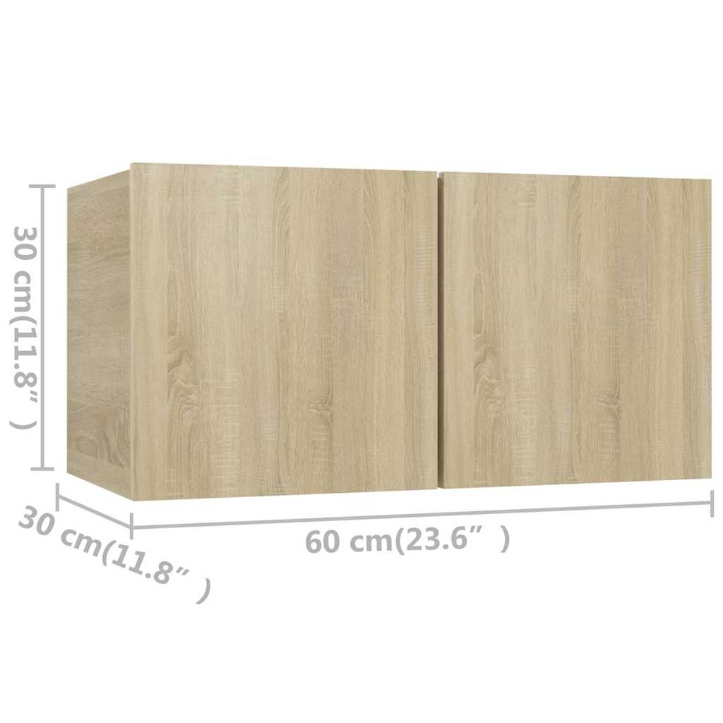 4 Piece TV Cabinet Set Sonoma Oak 60x30x30 cm Engineered Wood