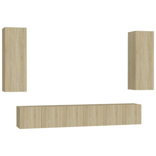 5 Piece TV Cabinet Set Sonoma Oak Engineered Wood 5 Piece TV Cabinet Set Sonoma Oak Engineered Wood