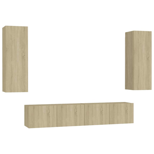 4 Piece TV Cabinet Set Sonoma Oak Engineered Wood 4 Piece TV Cabinet Set Sonoma Oak Engineered Wood