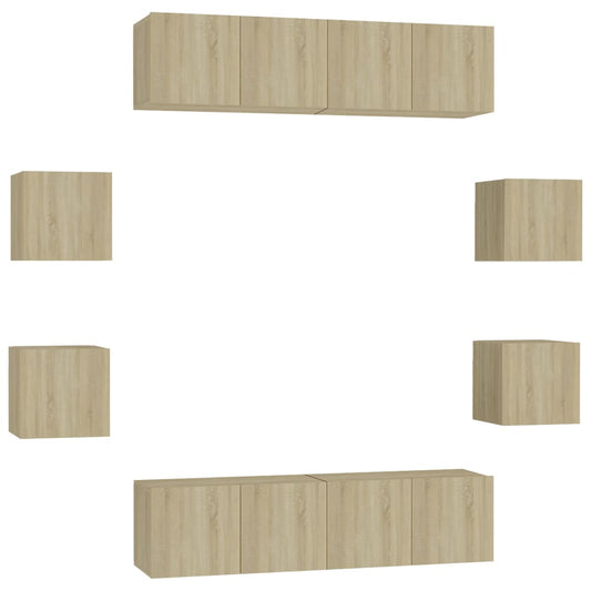 8 Piece TV Cabinet Set Sonoma Oak Engineered Wood 8 Piece TV Cabinet Set Sonoma Oak Engineered Wood