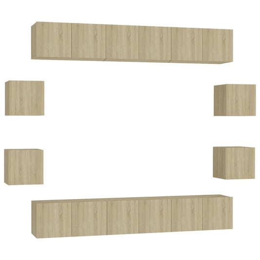 10 Piece TV Cabinet Set Sonoma Oak Engineered Wood 10 Piece TV Cabinet Set Sonoma Oak Engineered Wood