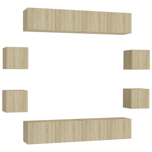 8 Piece TV Cabinet Set Sonoma Oak Engineered Wood 8 Piece TV Cabinet Set Sonoma Oak Engineered Wood