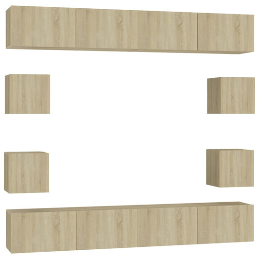 8 Piece TV Cabinet Set Sonoma Oak Engineered Wood 8 Piece TV Cabinet Set Sonoma Oak Engineered Wood