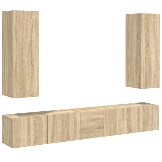 5 Piece TV Cabinet Set Sonoma Oak Engineered Wood 5 Piece TV Cabinet Set Sonoma Oak Engineered Wood