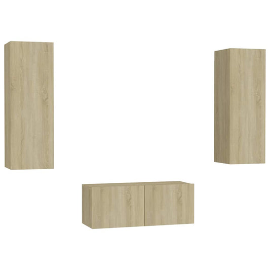 3 Piece TV Cabinet Set Sonoma Oak Engineered Wood 3 Piece TV Cabinet Set Sonoma Oak Engineered Wood