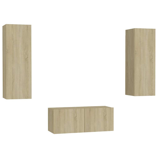 3 Piece TV Cabinet Set Sonoma Oak Engineered Wood 3 Piece TV Cabinet Set Sonoma Oak Engineered Wood