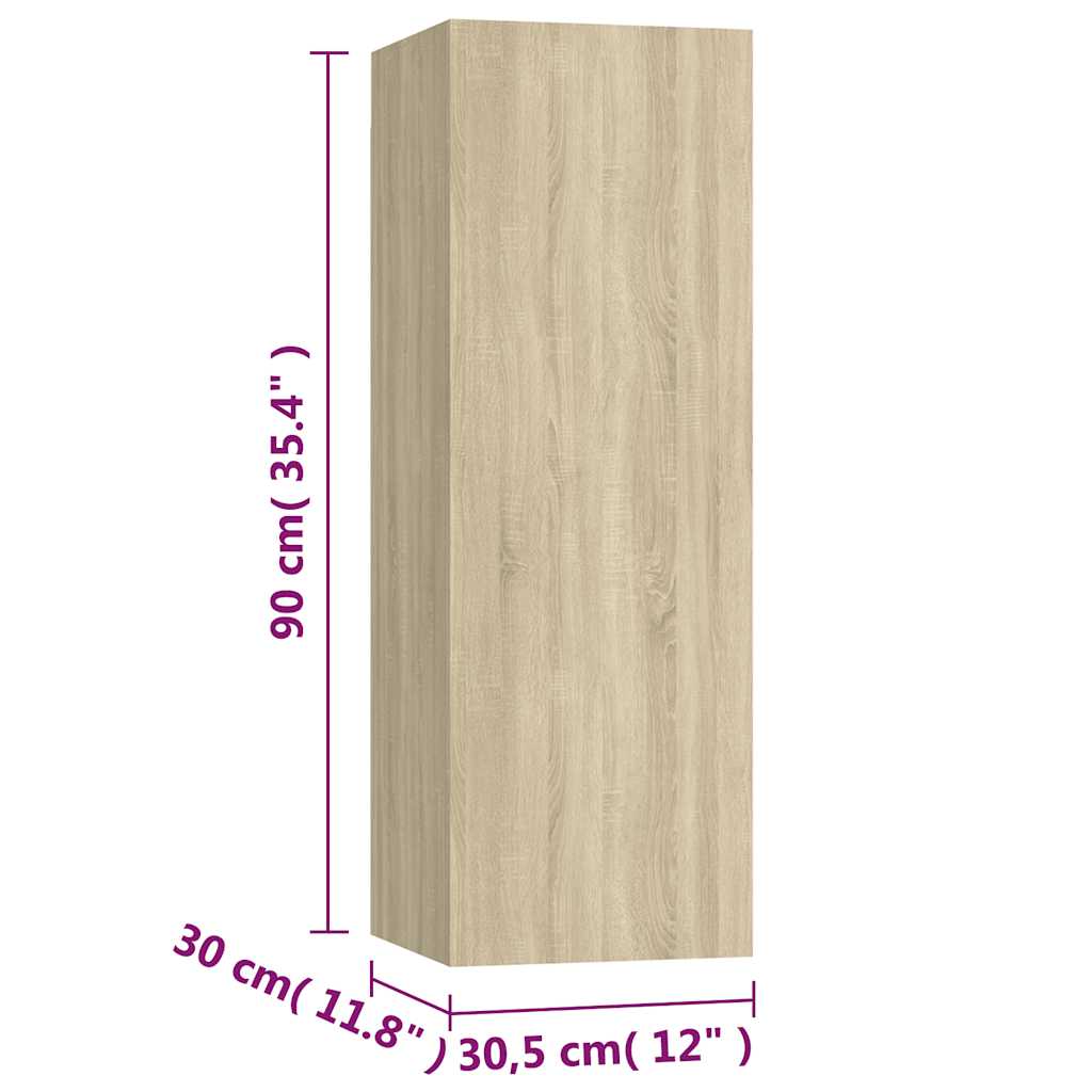 3078973 vidaXL 3 Piece TV Cabinet Set Sonoma Oak Engineered Wood (801475+803351)