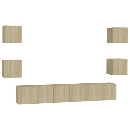 7 Piece TV Cabinet Set Sonoma Oak Engineered Wood 7 Piece TV Cabinet Set Sonoma Oak Engineered Wood