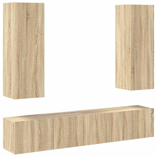 4 Piece TV Cabinet Set Sonoma Oak Engineered Wood 4 Piece TV Cabinet Set Sonoma Oak Engineered Wood