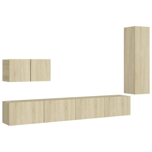 4 Piece TV Cabinet Set Sonoma Oak Engineered Wood 4 Piece TV Cabinet Set Sonoma Oak Engineered Wood