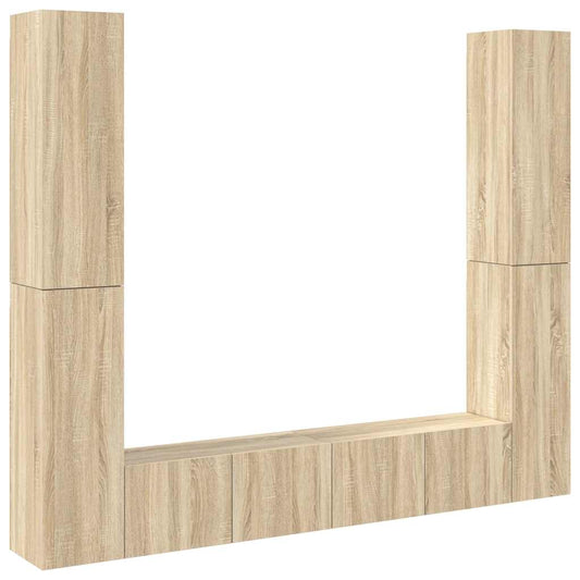 6 Piece TV Cabinet Set Sonoma Oak Engineered Wood 6 Piece TV Cabinet Set Sonoma Oak Engineered Wood