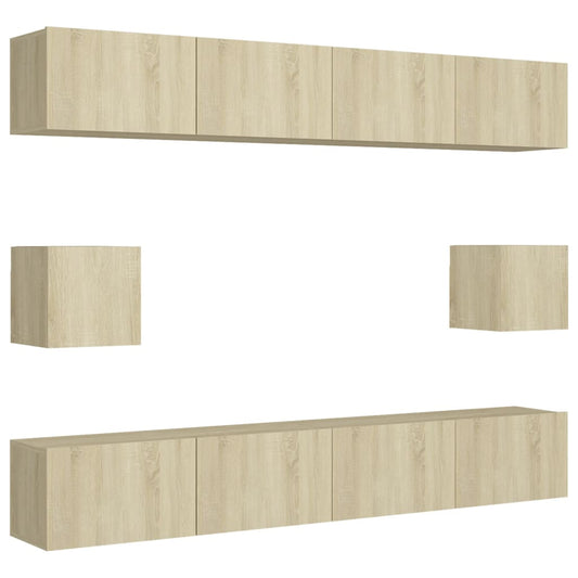 6 Piece TV Cabinet Set Sonoma Oak Engineered Wood 6 Piece TV Cabinet Set Sonoma Oak Engineered Wood