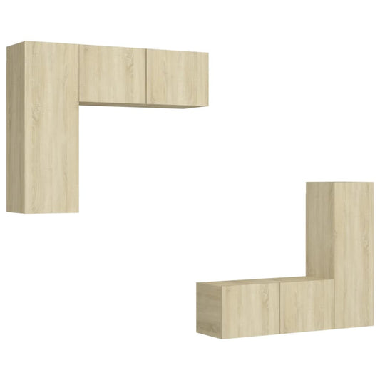 4 Piece TV Cabinet Set Sonoma Oak Engineered Wood 4 Piece TV Cabinet Set Sonoma Oak Engineered Wood