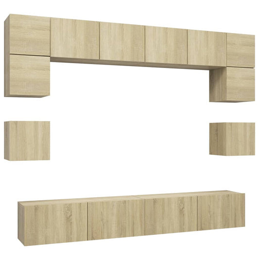 8 Piece TV Cabinet Set Sonoma Oak Engineered Wood 8 Piece TV Cabinet Set Sonoma Oak Engineered Wood
