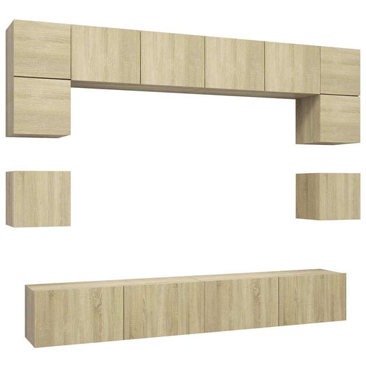 8 Piece TV Cabinet Set Sonoma Oak Engineered Wood 8 Piece TV Cabinet Set Sonoma Oak Engineered Wood