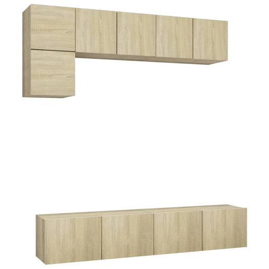 5 Piece TV Cabinet Set Sonoma Oak Engineered Wood 5 Piece TV Cabinet Set Sonoma Oak Engineered Wood