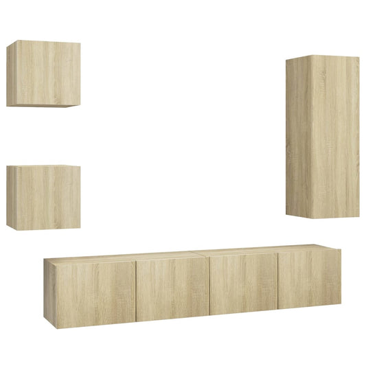 5 Piece TV Cabinet Sets Sonoma Oak Engineered Wood 5 Piece TV Cabinet Sets Sonoma Oak Engineered Wood