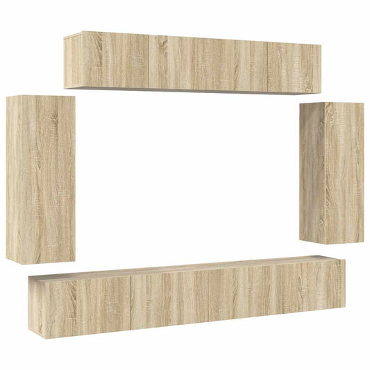 6 Piece TV Cabinet Set Sonoma Oak Engineered Wood 6 Piece TV Cabinet Set Sonoma Oak Engineered Wood