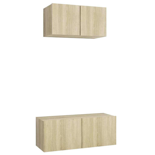2 Piece TV Cabinet Set Sonoma Oak Engineered Wood 2 Piece TV Cabinet Set Sonoma Oak Engineered Wood