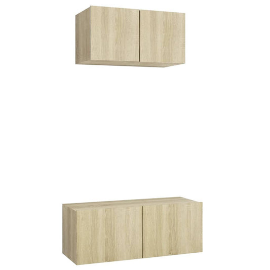2 Piece TV Cabinet Set Sonoma Oak Engineered Wood 2 Piece TV Cabinet Set Sonoma Oak Engineered Wood