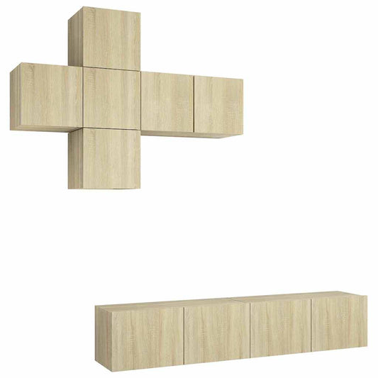 7 Piece TV Cabinet Set Sonoma Oak Engineered Wood 7 Piece TV Cabinet Set Sonoma Oak Engineered Wood