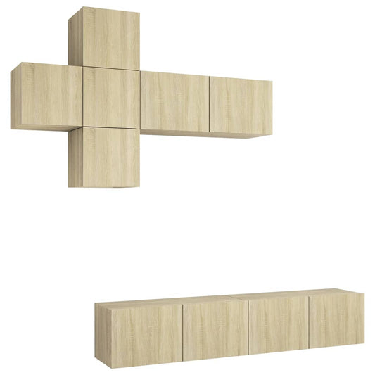 7 Piece TV Cabinet Set Sonoma Oak Engineered Wood 7 Piece TV Cabinet Set Sonoma Oak Engineered Wood