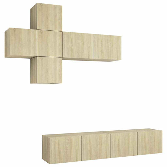 7 Piece TV Cabinet Set Sonoma Oak Engineered Wood 7 Piece TV Cabinet Set Sonoma Oak Engineered Wood