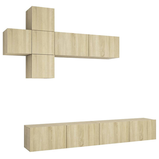7 Piece TV Cabinet Set Sonoma Oak Engineered Wood 7 Piece TV Cabinet Set Sonoma Oak Engineered Wood