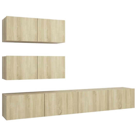4 Piece TV Cabinet Set Sonoma Oak Engineered Wood 4 Piece TV Cabinet Set Sonoma Oak Engineered Wood
