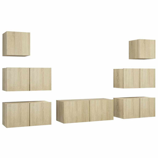 7 Piece TV Cabinet Set Sonoma Oak Engineered Wood 7 Piece TV Cabinet Set Sonoma Oak Engineered Wood