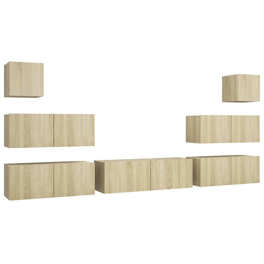 7 Piece TV Cabinet Set Sonoma Oak Engineered Wood 7 Piece TV Cabinet Set Sonoma Oak Engineered Wood