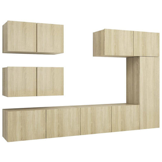 6 Piece TV Cabinet Set Sonoma Oak Engineered Wood 6 Piece TV Cabinet Set Sonoma Oak Engineered Wood