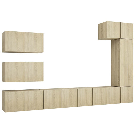 8 Piece TV Cabinet Set Sonoma Oak Engineered Wood 8 Piece TV Cabinet Set Sonoma Oak Engineered Wood