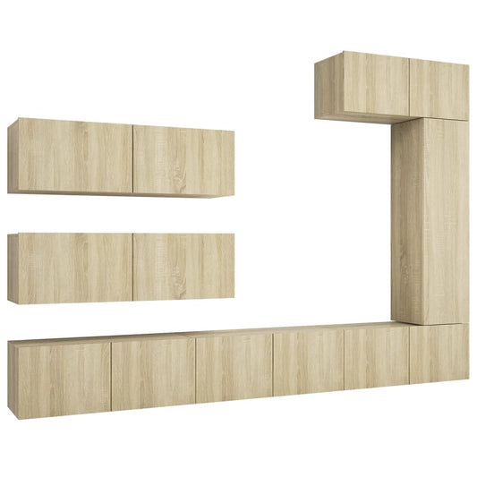7 Piece TV Cabinet Set Sonoma Oak Engineered Wood 7 Piece TV Cabinet Set Sonoma Oak Engineered Wood