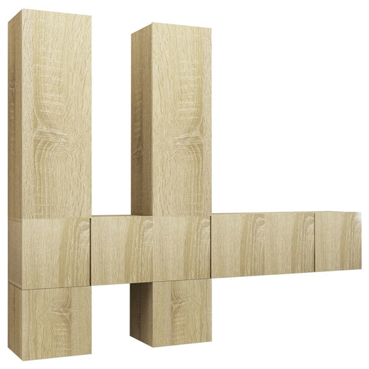 7 Piece TV Cabinet Set Sonoma Oak Engineered Wood 7 Piece TV Cabinet Set Sonoma Oak Engineered Wood