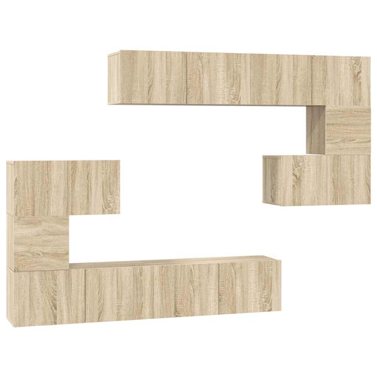 8 Piece TV Cabinet Set Sonoma Oak Engineered Wood 8 Piece TV Cabinet Set Sonoma Oak Engineered Wood