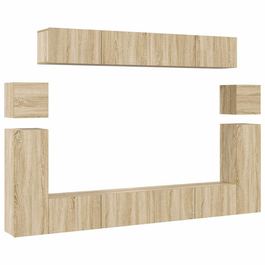 8 Piece TV Cabinet Set Sonoma Oak Engineered Wood 8 Piece TV Cabinet Set Sonoma Oak Engineered Wood