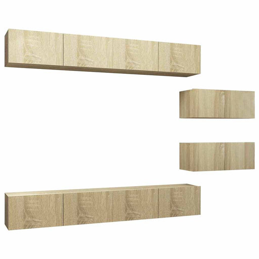6 Piece TV Cabinet Set Sonoma Oak Engineered Wood 6 Piece TV Cabinet Set Sonoma Oak Engineered Wood