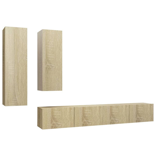 3079048 vidaXL 4 Piece TV Cabinet Set Sonoma Oak Engineered Wood (803368+803350+801484x2) 3079048 vidaXL 4 Piece TV Cabinet Set Sonoma Oak Engineered Wood (803368+803350+801484x2)