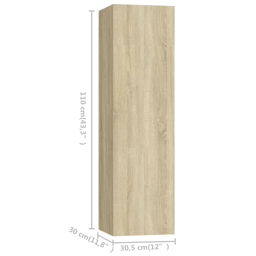 3079048 vidaXL 4 Piece TV Cabinet Set Sonoma Oak Engineered Wood (803368+803350+801484x2)