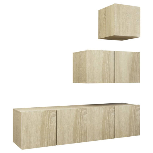 4 Piece TV Cabinet Set Sonoma Oak Engineered Wood 4 Piece TV Cabinet Set Sonoma Oak Engineered Wood