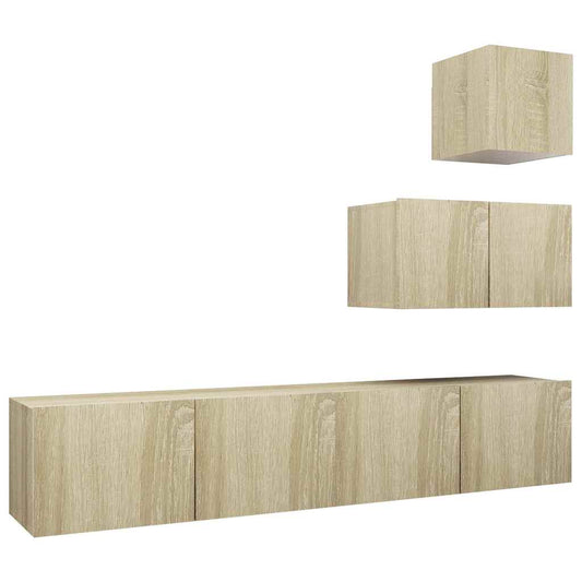 4 Piece TV Cabinet Set Sonoma Oak Engineered Wood 4 Piece TV Cabinet Set Sonoma Oak Engineered Wood