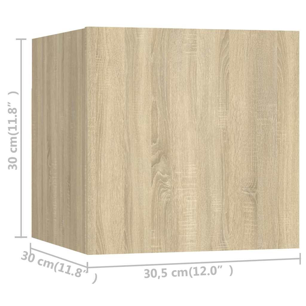 3079054 vidaXL 8 Piece Wall-mounted TV Cabinet Set Sonoma Oak 30,5x30x30 cm (2x804492)
