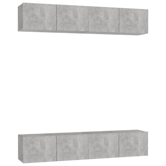 TV Cabinets 4 pcs Concrete Grey 80x30x30 cm Engineered Wood TV Cabinets 4 pcs Concrete Grey 80x30x30 cm Engineered Wood