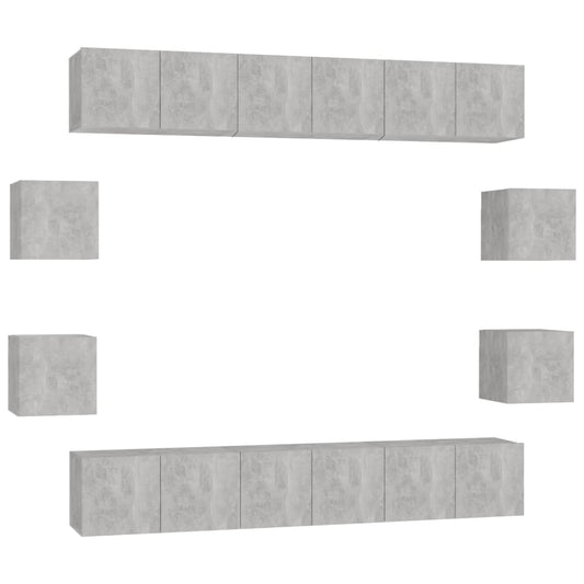 10 Piece TV Cabinet Set Concrete Grey Engineered Wood 10 Piece TV Cabinet Set Concrete Grey Engineered Wood