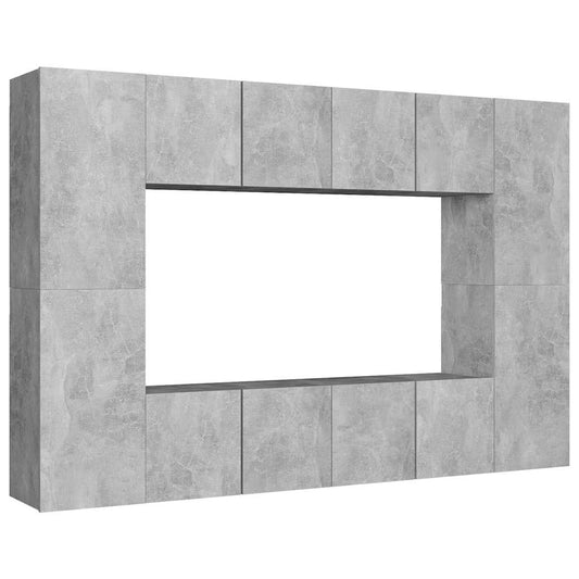 8 Piece TV Cabinet Set Concrete Grey Engineered Wood 8 Piece TV Cabinet Set Concrete Grey Engineered Wood